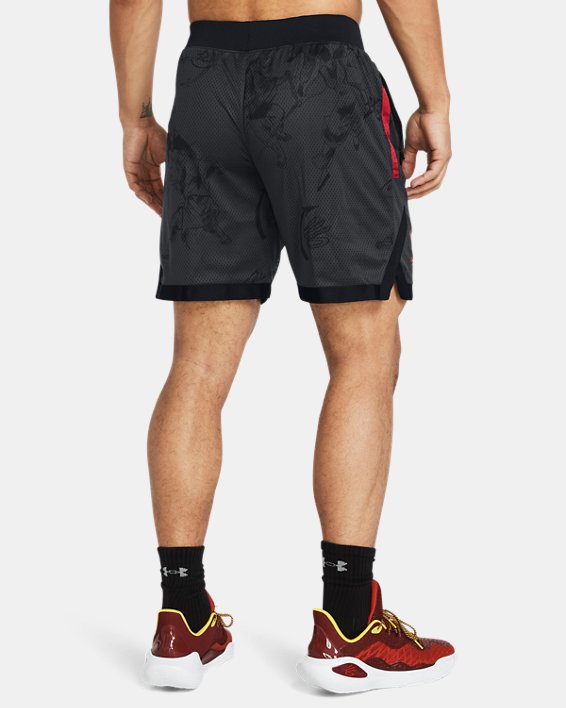 Men's Curry x Bruce Lee Lunar New Year 'Fire' Mesh Shorts in Gray image number 1